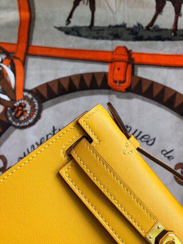 에르메스 미니 켈리백22 앰버 옐로우 금장 스위프트